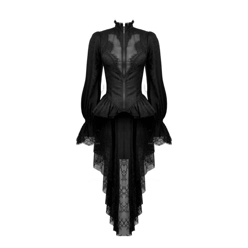 Dark in Love - Gothic Hollow Pattern Sheer Jacket - Black